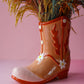 Pink Cowboy Boot Flower Vase