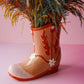 Pink Cowboy Boot Flower Vase
