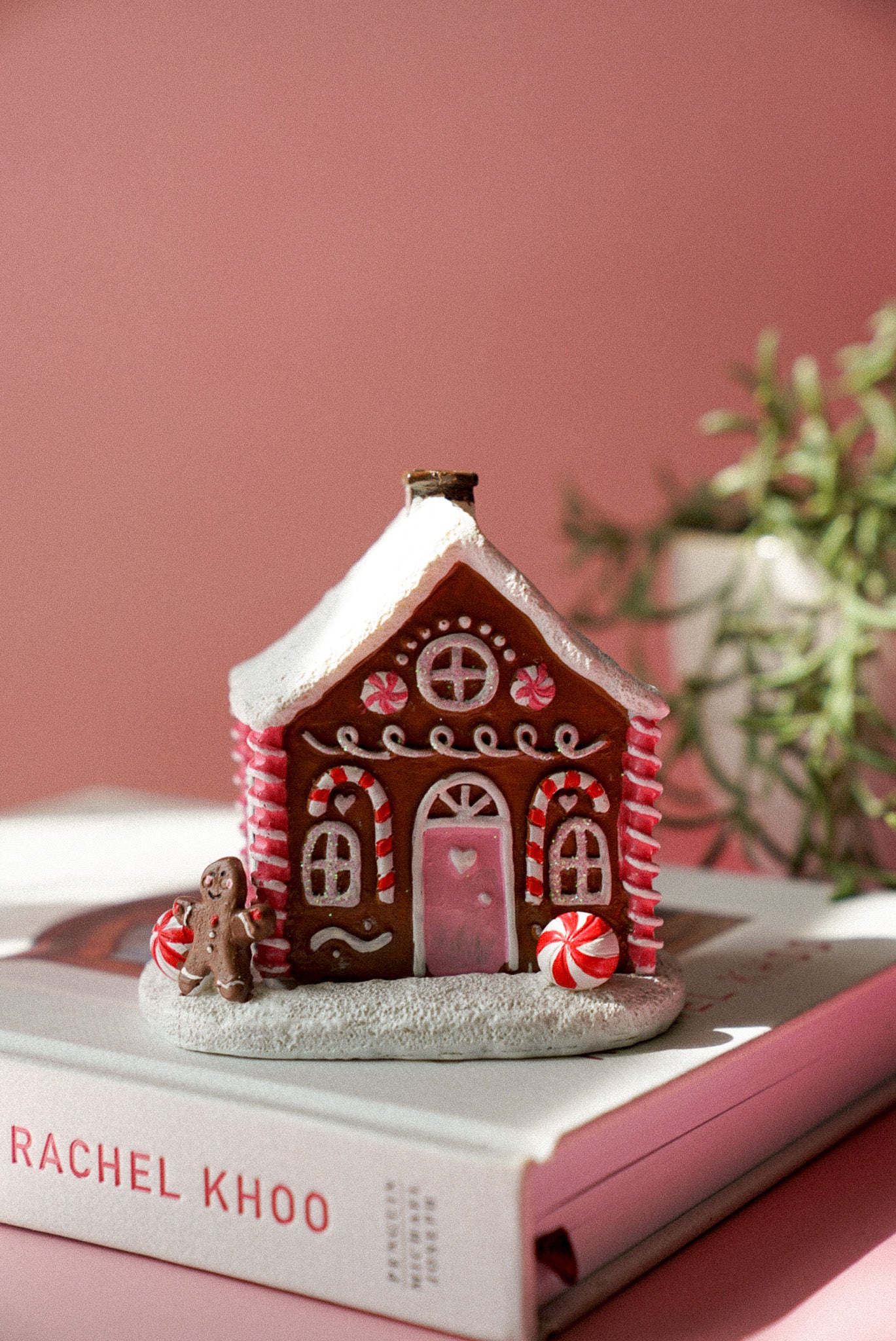 Pink Gingerbread House Christmas Incense Cone Burner