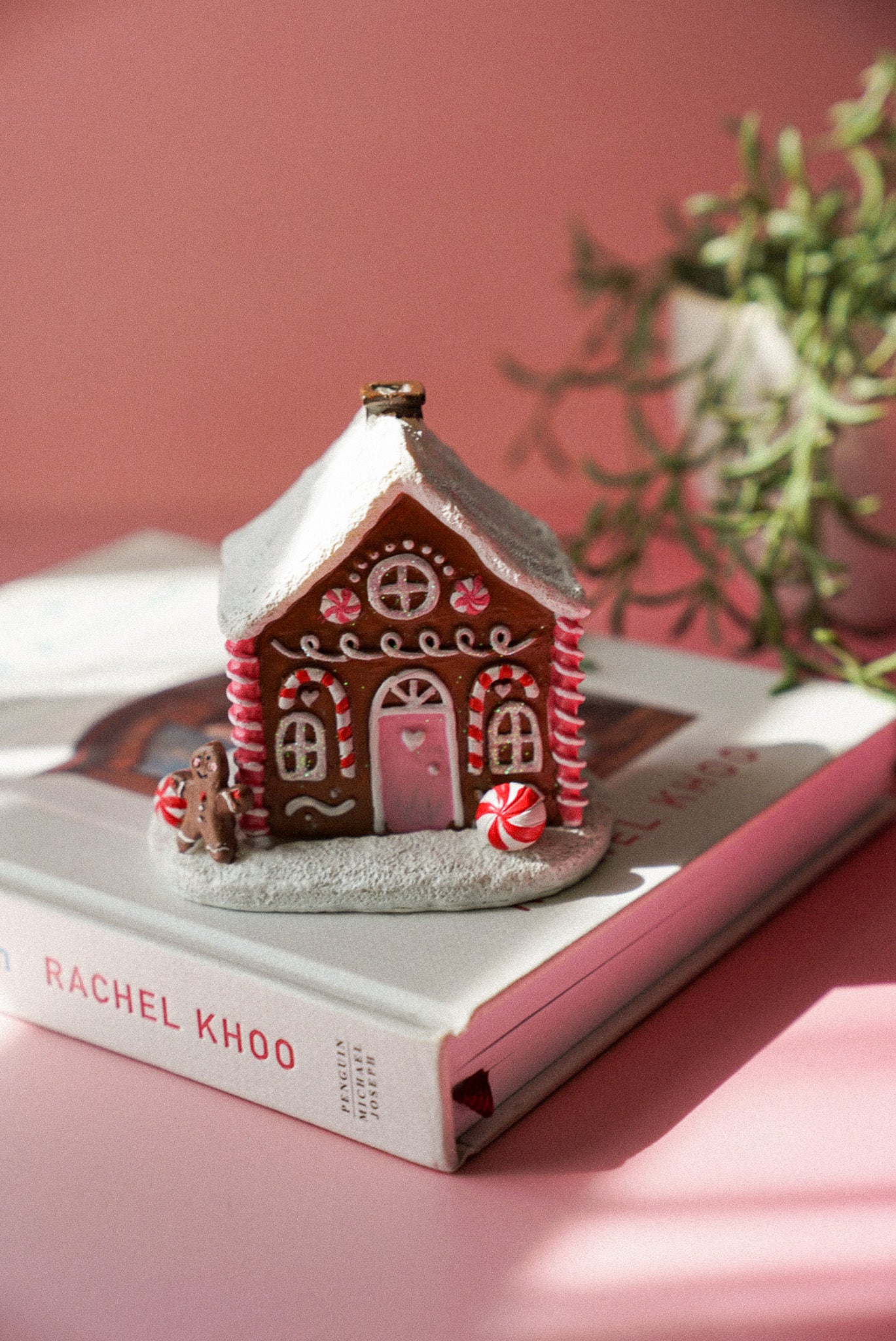 Pink Gingerbread House Christmas Incense Cone Burner
