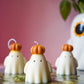 Ghost with Orange Pumpkin Hat Soy Wax Candle