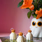 Ghost with Orange Pumpkin Hat Soy Wax Candle