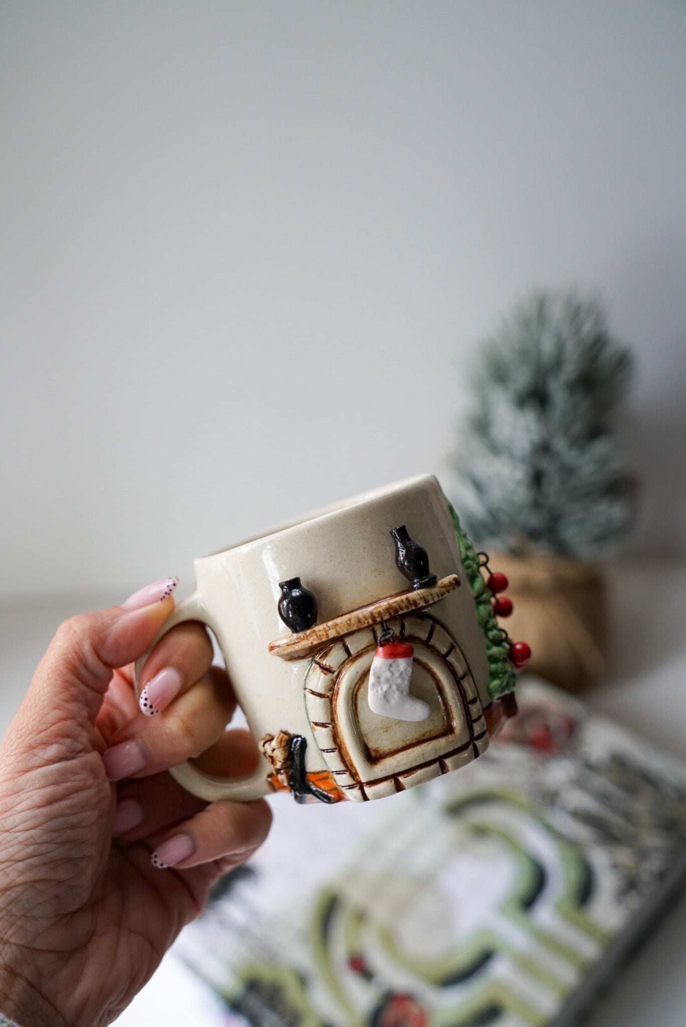 Handmade Christmas Ceramic Coffee / Tea Cup