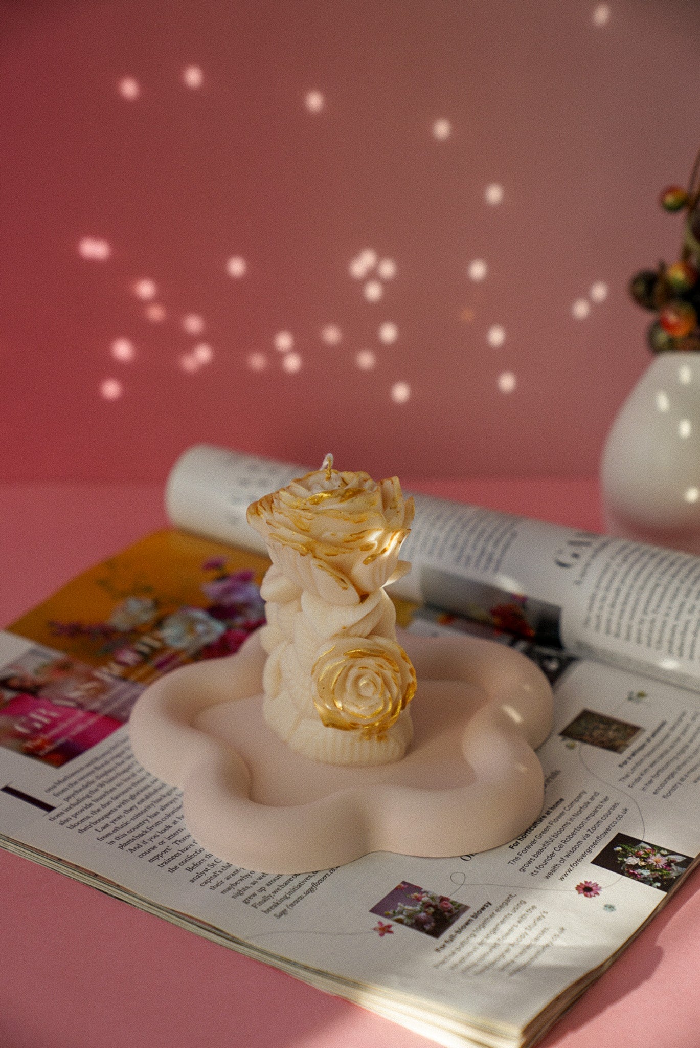 Twin Rose Column Soy Wax Candle