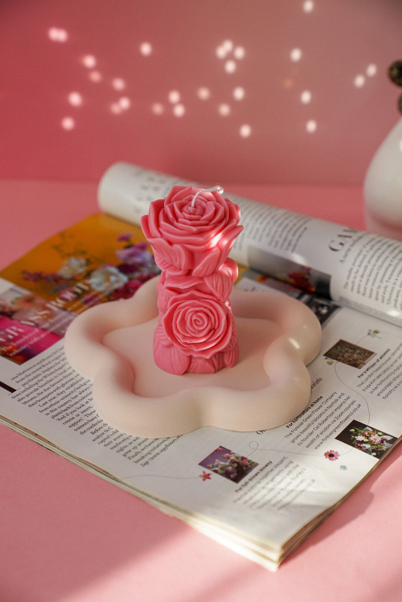 Twin Rose Column Soy Wax Candle