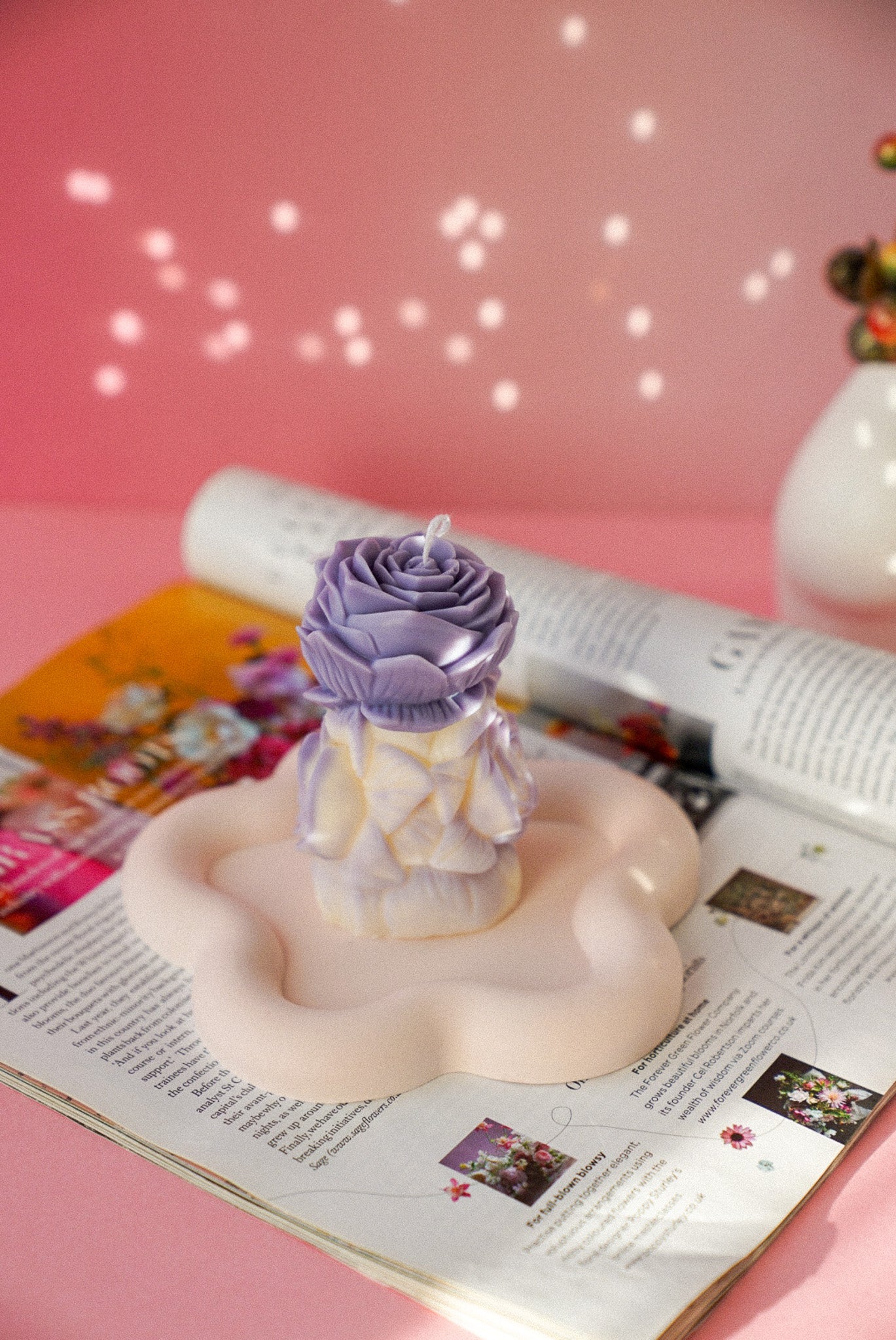 Twin Rose Column Soy Wax Candle