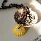 Brown Stone Chip Necklace With Natural Scallop Shell Pendant