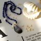 Blue Stone Chip Necklace With Decoupage Shell Charm
