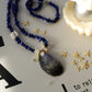 Blue Stone Chip Necklace With Decoupage Shell Charm