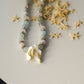 Pastel Aqua Beaded Necklace with Natural Shell Pendant (One of a Kind)