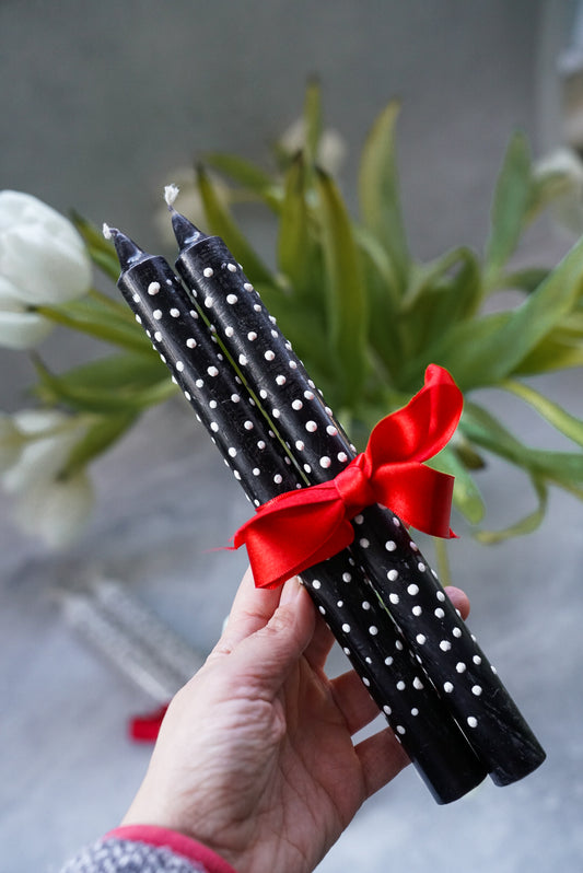 Unique Polka Dot Dinner Candles