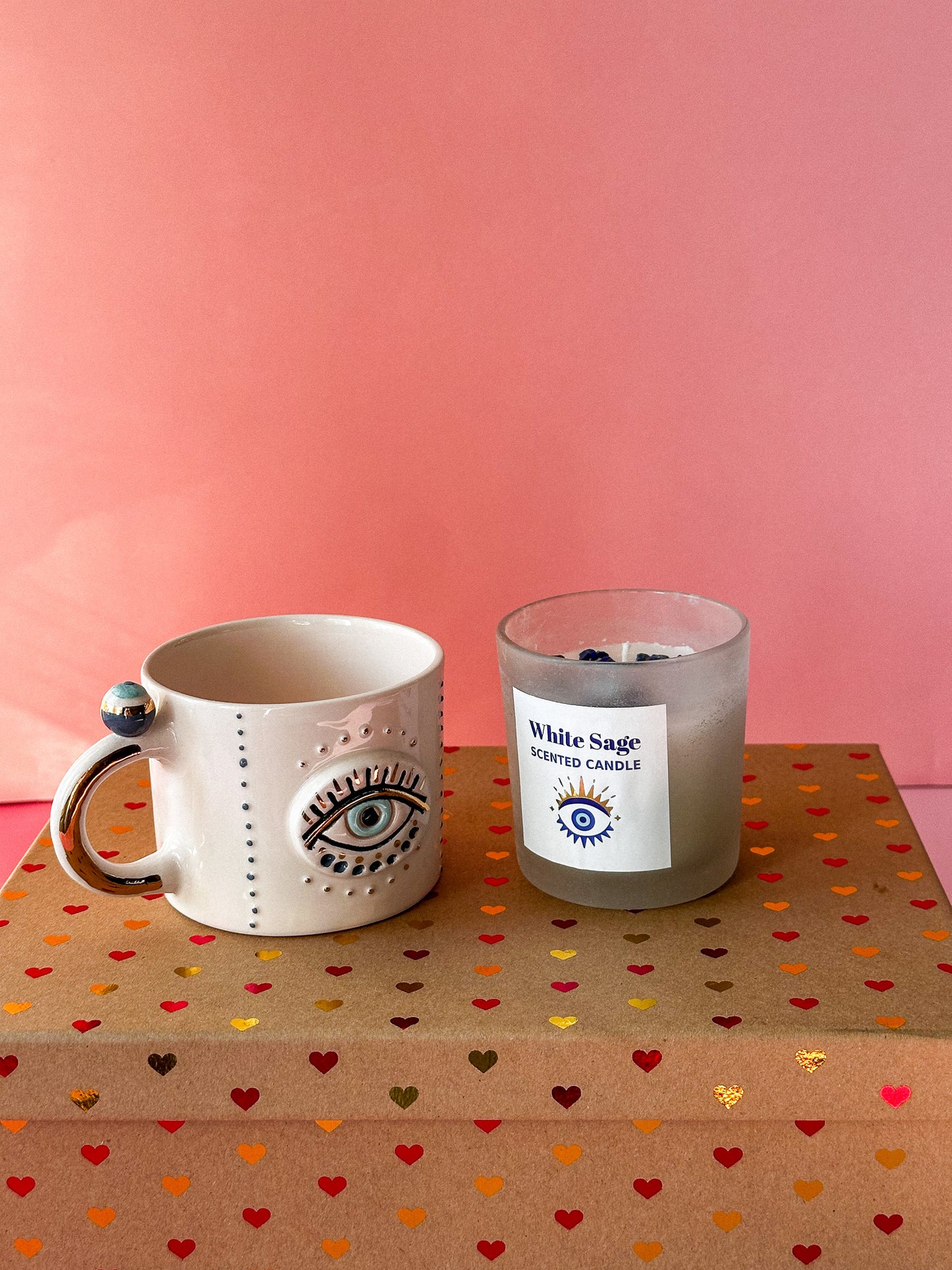 Evil Eye Mug and Evil Eye White Sage Scented Candle Gift Set