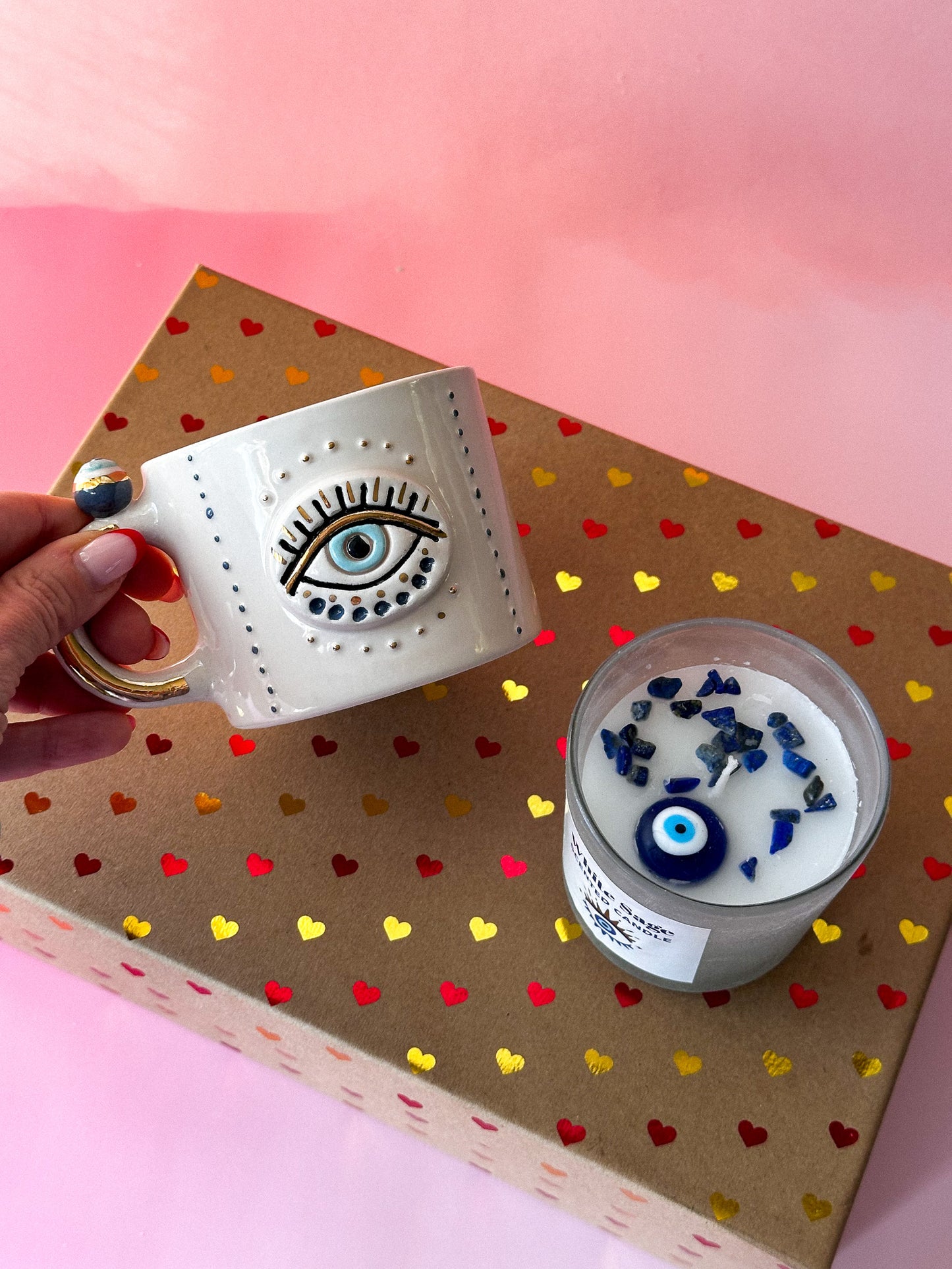 Evil Eye Mug and Evil Eye White Sage Scented Candle Gift Set