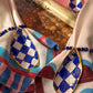 Handmade Oyster Shell Napkin Rings, Blue White Check Coastal Table Decor (Set of 2)