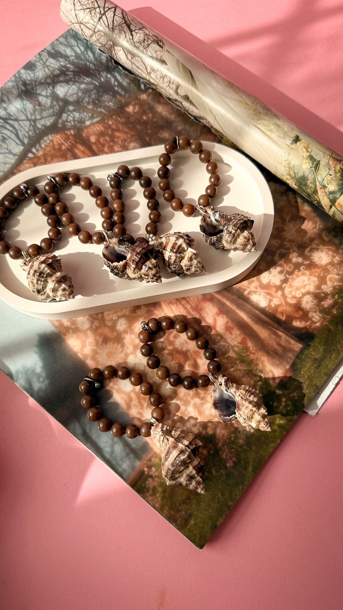 Handmade Sea Shell Napkin Rings with Wooden Beads