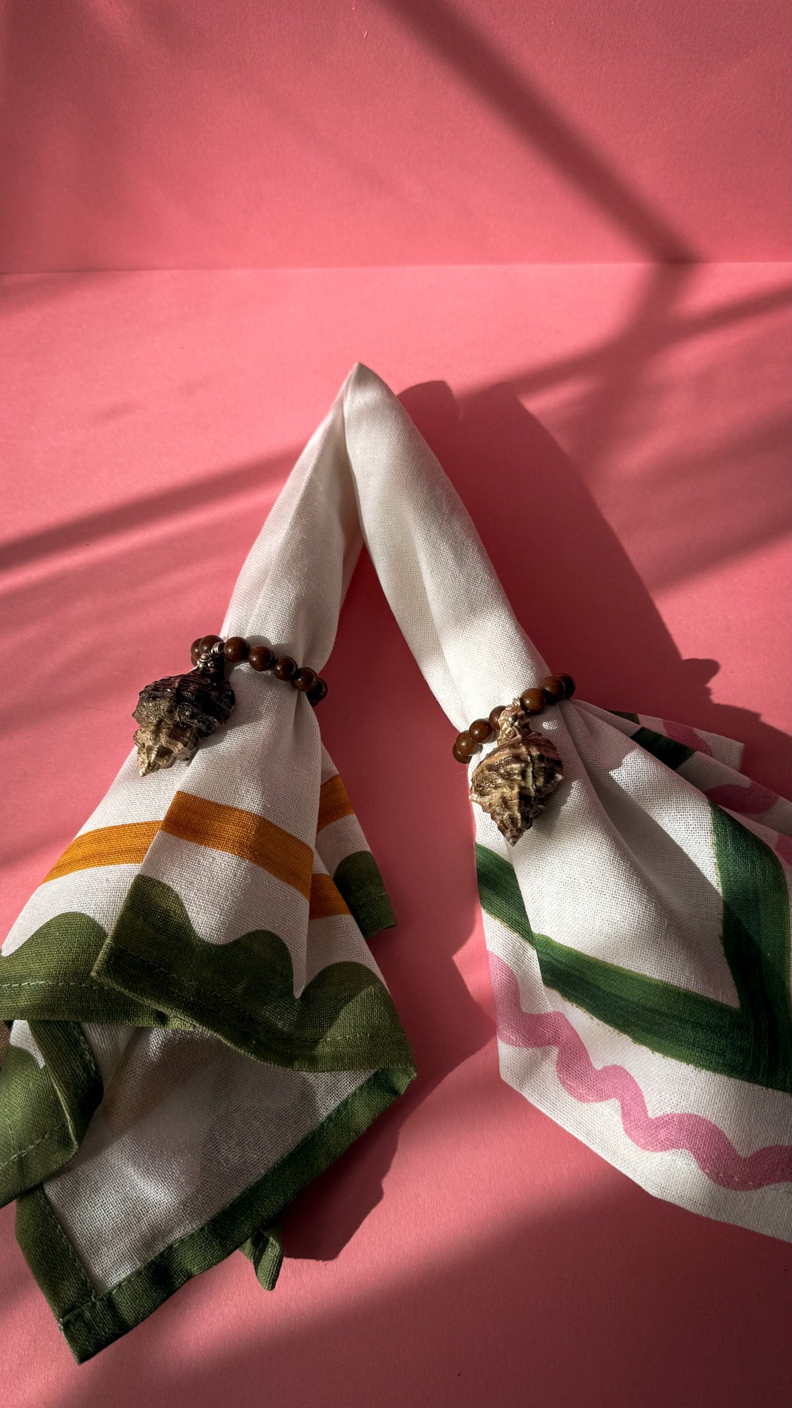 Handmade Sea Shell Napkin Rings with Wooden Beads