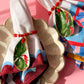 Handmade Shell Napkin Rings Set , Tropical Red Beaded Coastal Table Decor