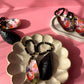 Set of 2 Handmade Floral Shell Napkin Rings with Black Beads