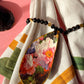Set of 2 Handmade Floral Shell Napkin Rings with Black Beads
