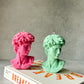 Pink and Green Large David Head Statue Candle