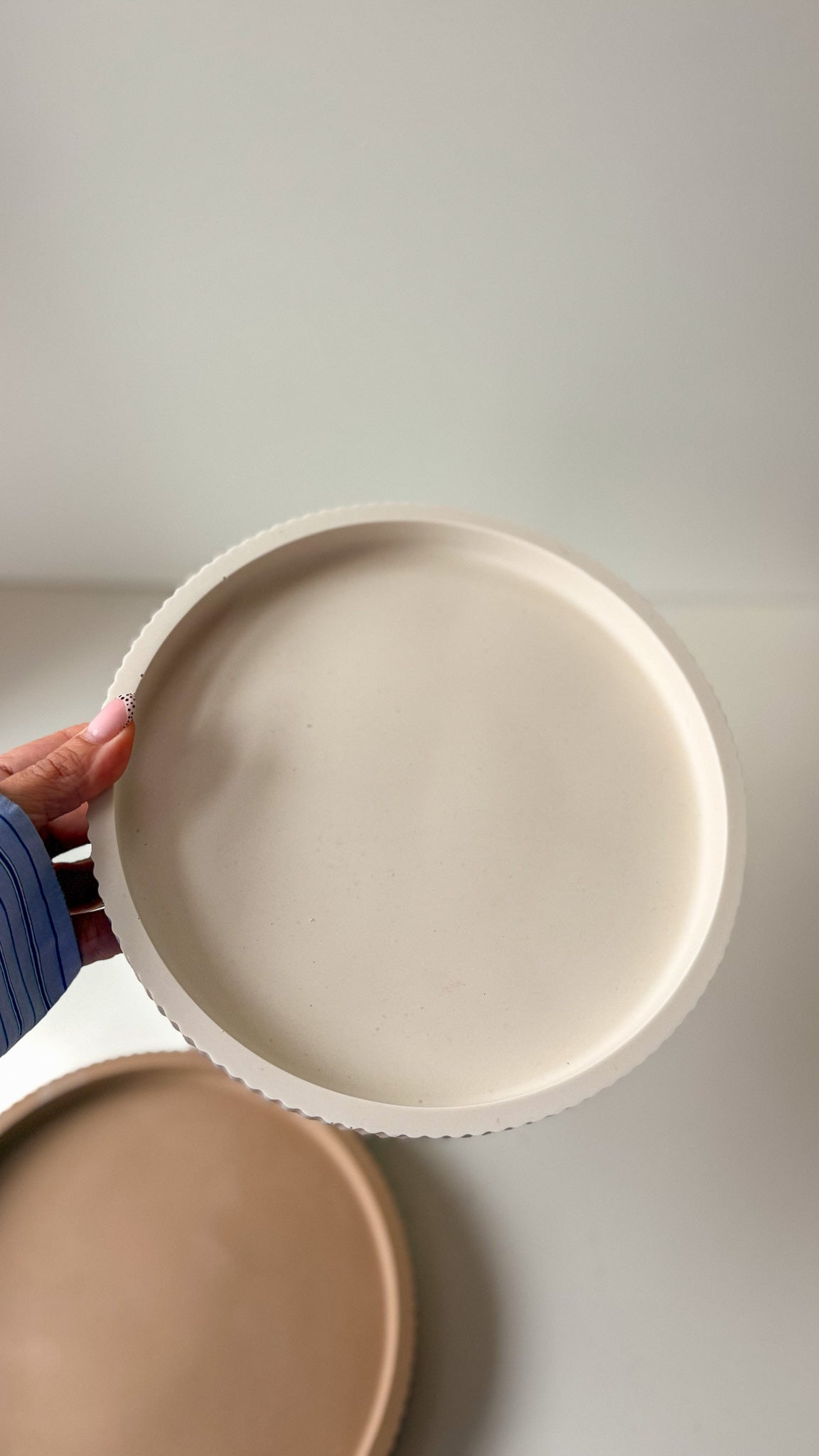 Large Ribbed Decorative Tray