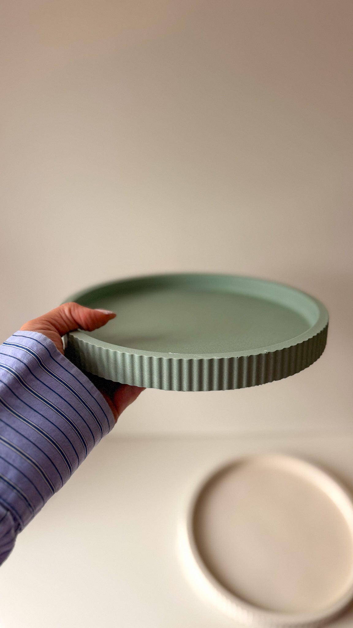 Large Ribbed Decorative Tray