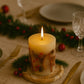 Handmade Winter Botanical Christmas Pillar Candle – Single Wick