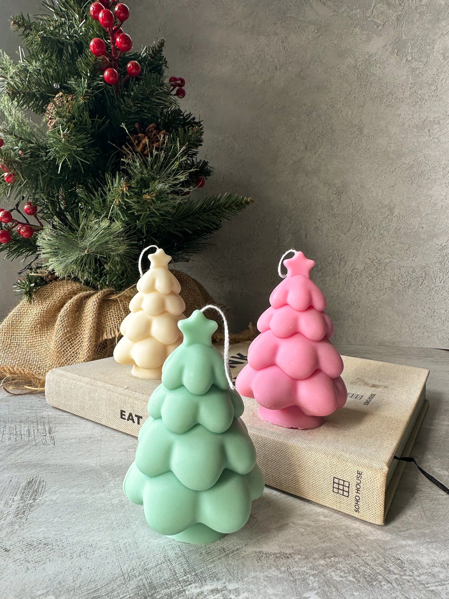 Colourful Christmas tree candles