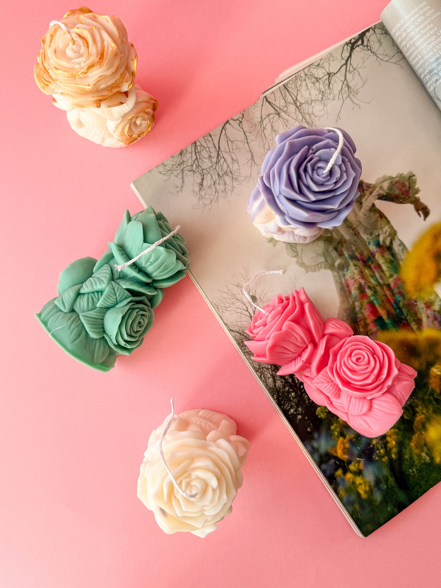 Twin Rose Column Soy Wax Candle