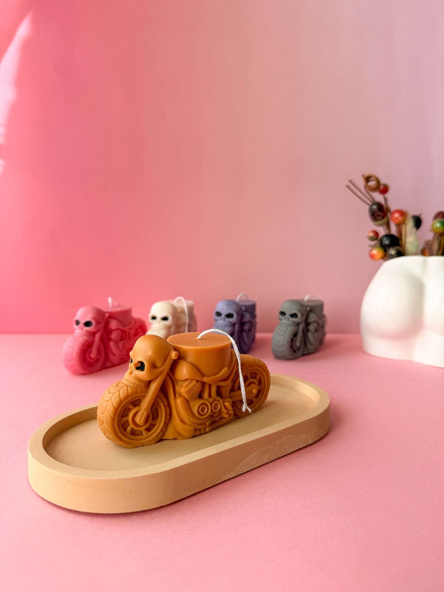 Skull Motorcycle Candle