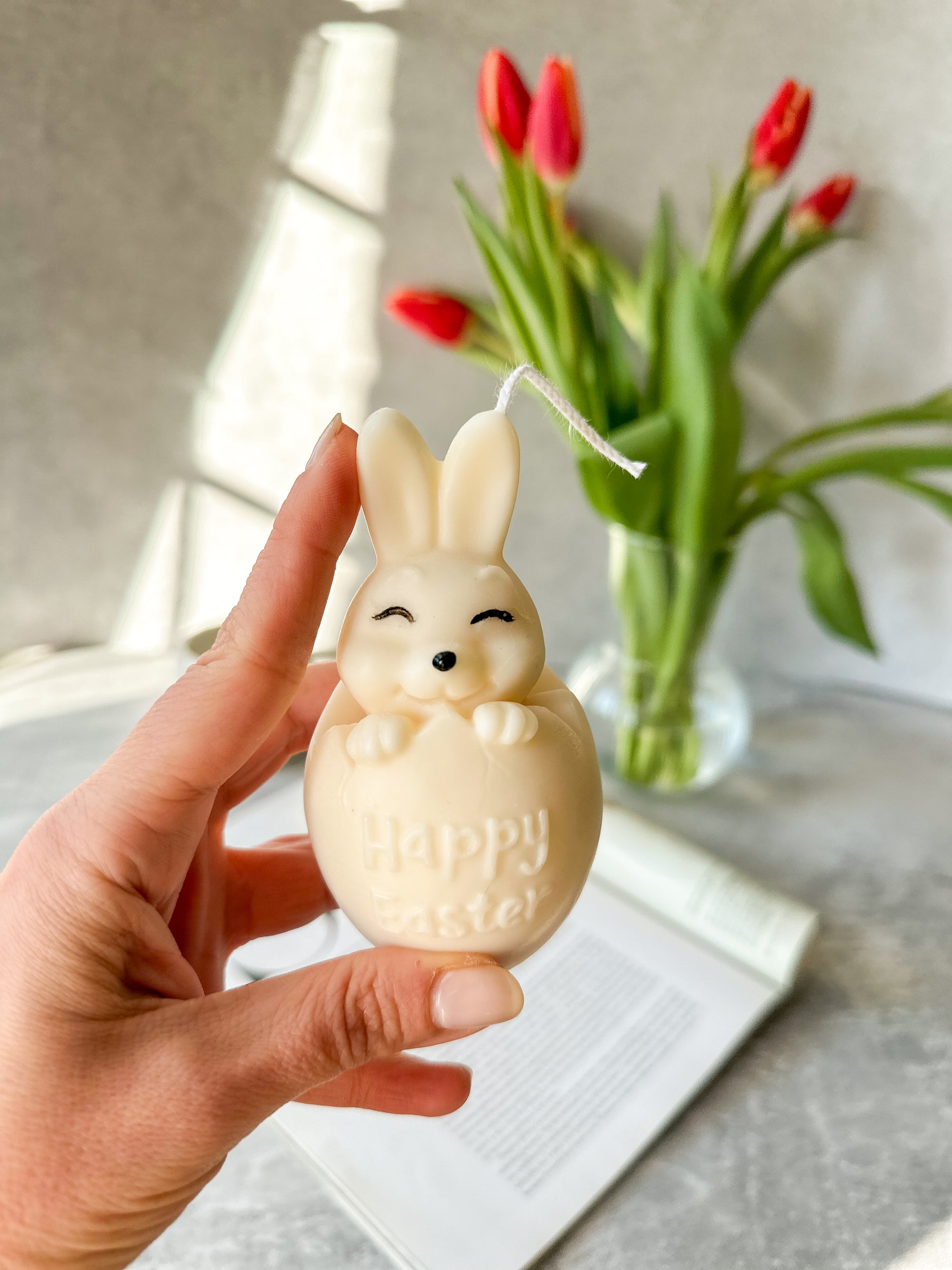 Holding Easter Bunny Candle