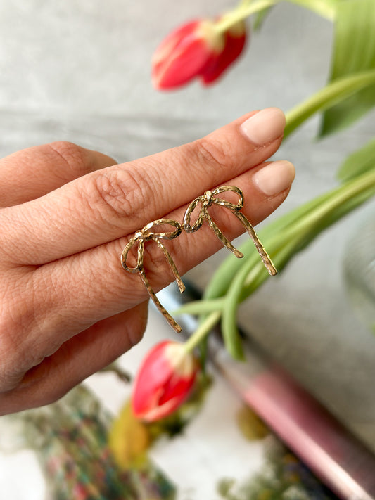 Bow Gold Coloured Earrings