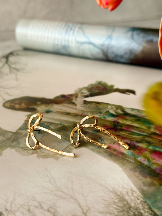 Bow Gold Coloured Earrings