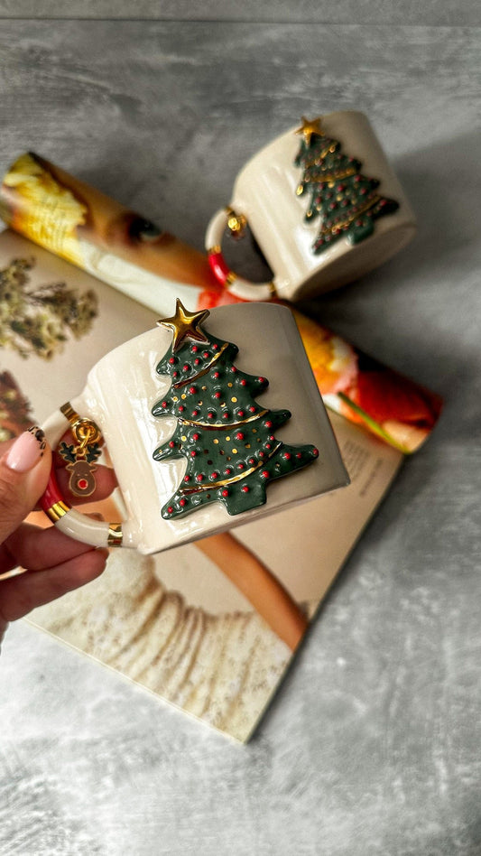 Christmas Tree with Star Ceramic Coffee / Tea Cup