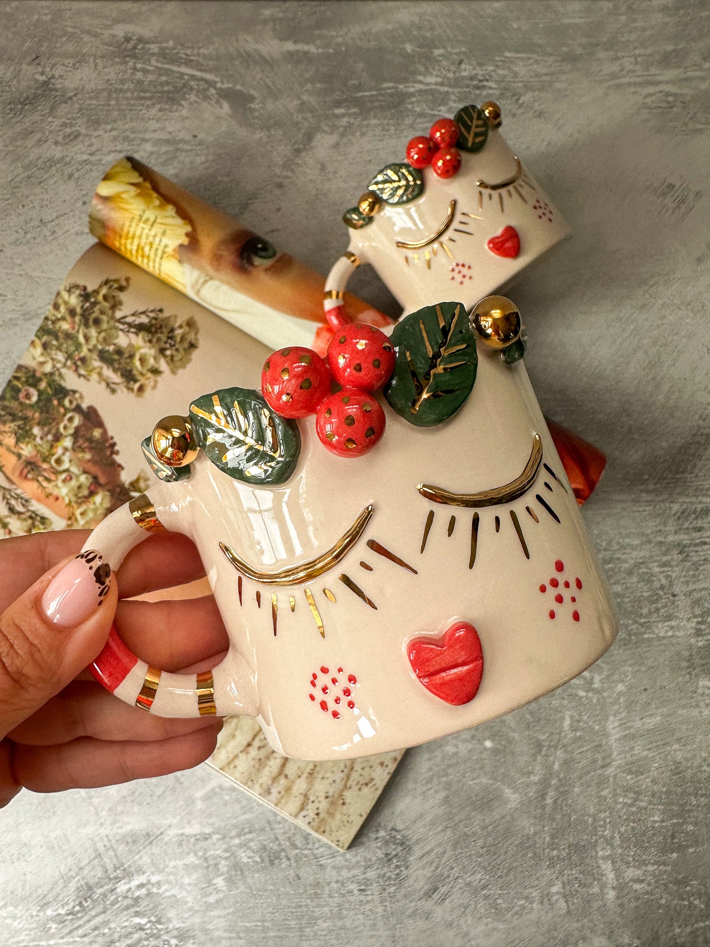 Mistletoe Girl Ceramic Coffee / Tea Cup