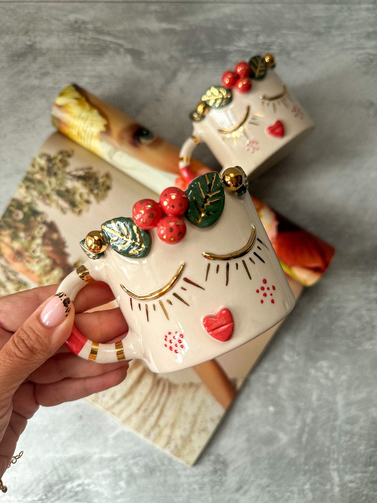 Mistletoe Girl Ceramic Coffee / Tea Cup