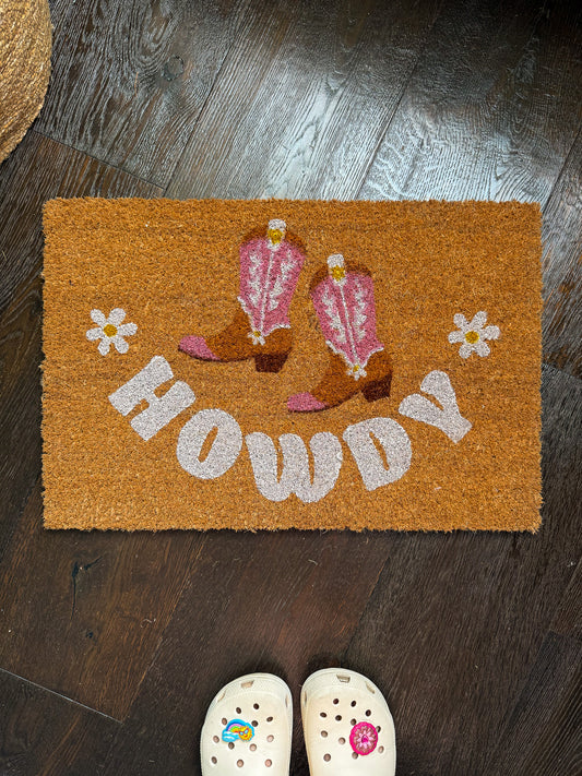 Howdy, Cowboy Boots Mat
