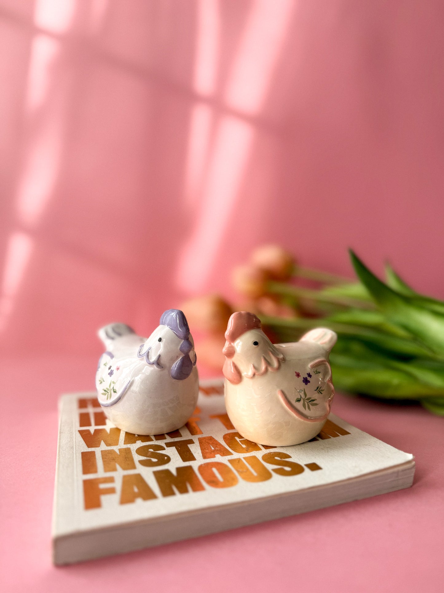 Floral Hen Salt and Pepper Shakers.