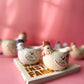 Set of 2 Floral Hen Chicken Shaped Egg Cups