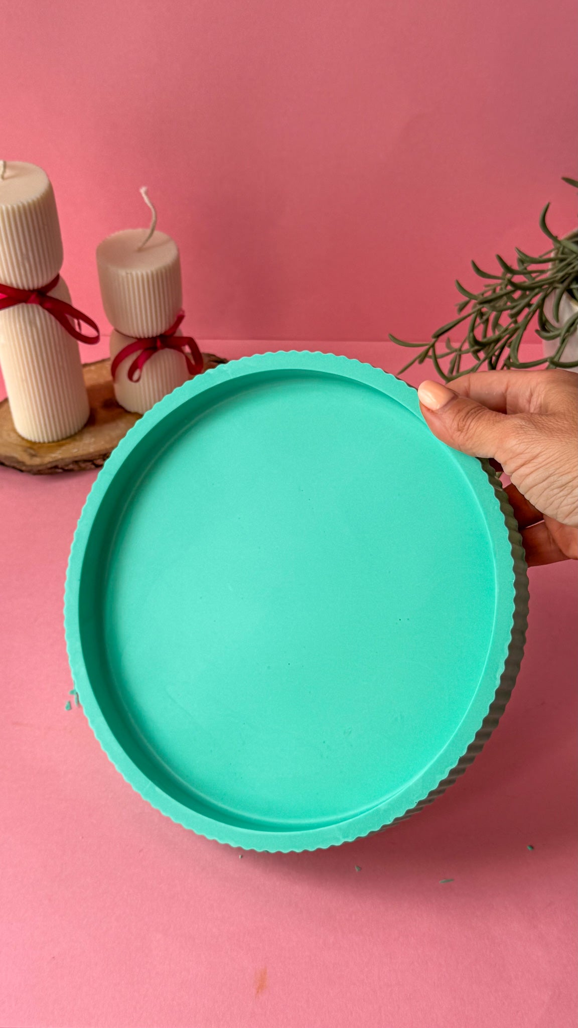 Large Ribbed Decorative Tray