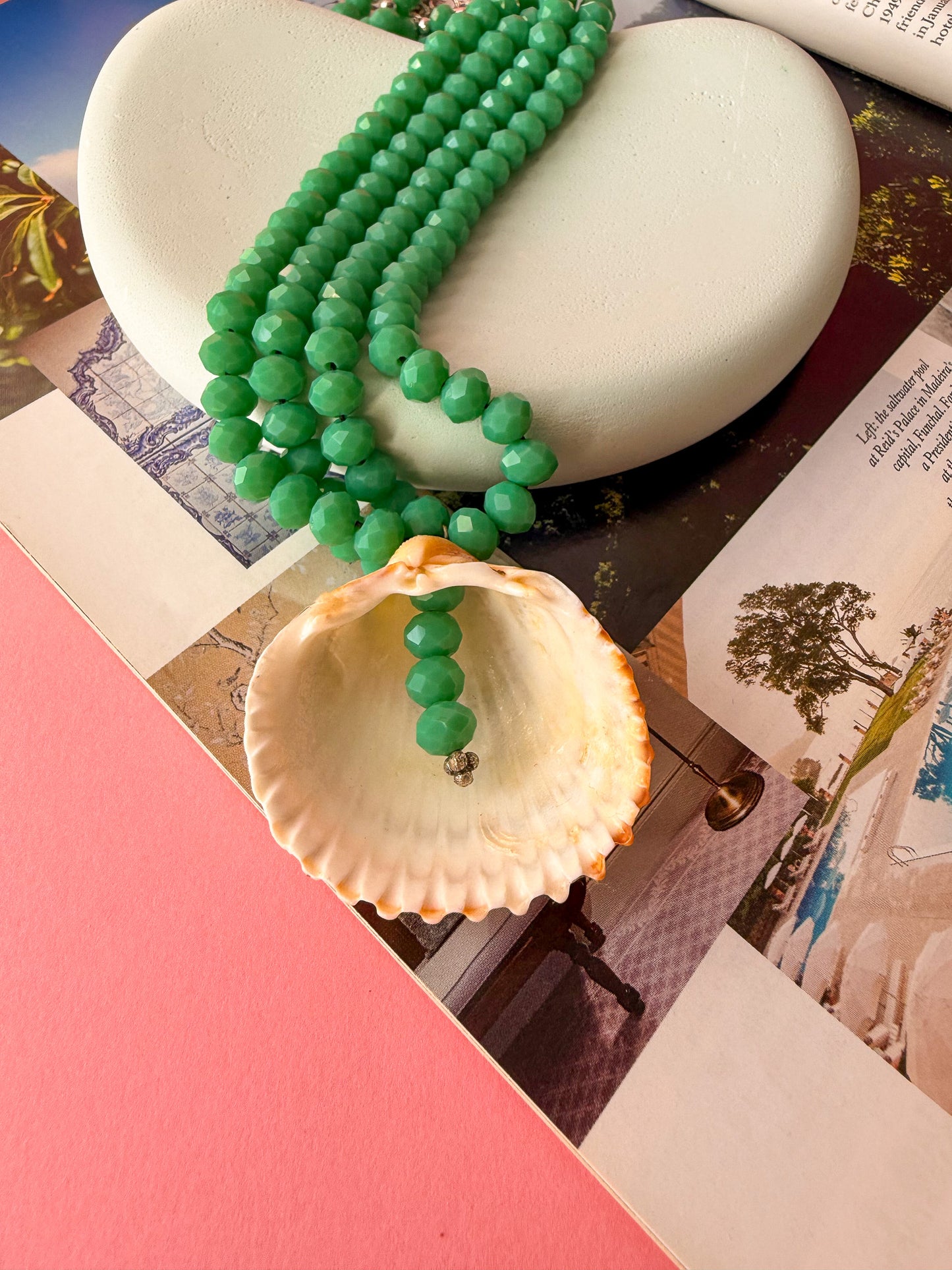 Green Beaded Shell Necklace