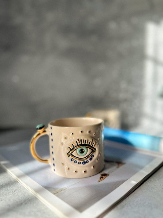 Evil Eye Ceramic Coffee / Tea Cup