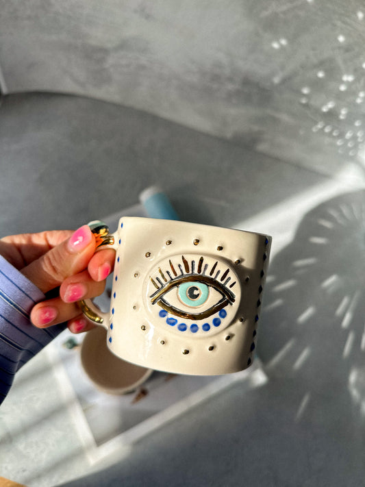 Evil Eye Ceramic Coffee / Tea Cup