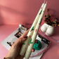 Hand-Painted Christmas Candles With U shape candle holder gift set