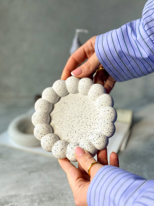 Holding Earthy Bubble Stone texture Jewellery Tray 