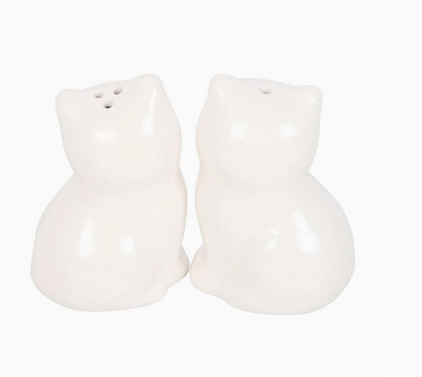 White Cat Shaped Salt and Pepper Shakers