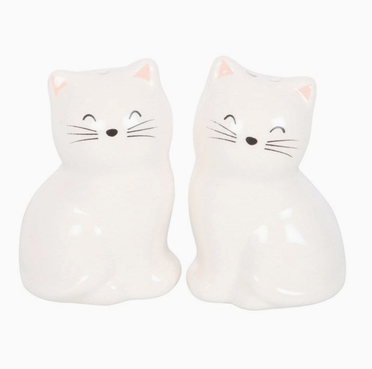 White Cat Shaped Salt and Pepper Shakers