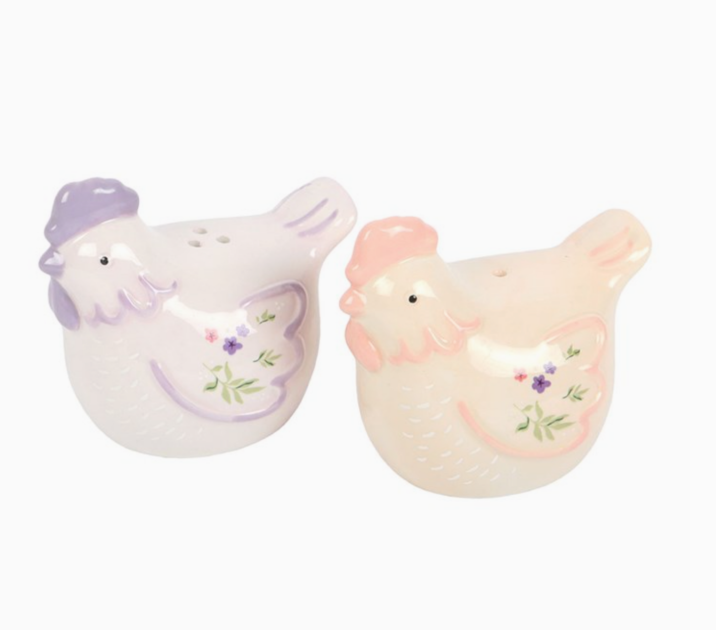 Floral Hen Salt and Pepper Shakers.