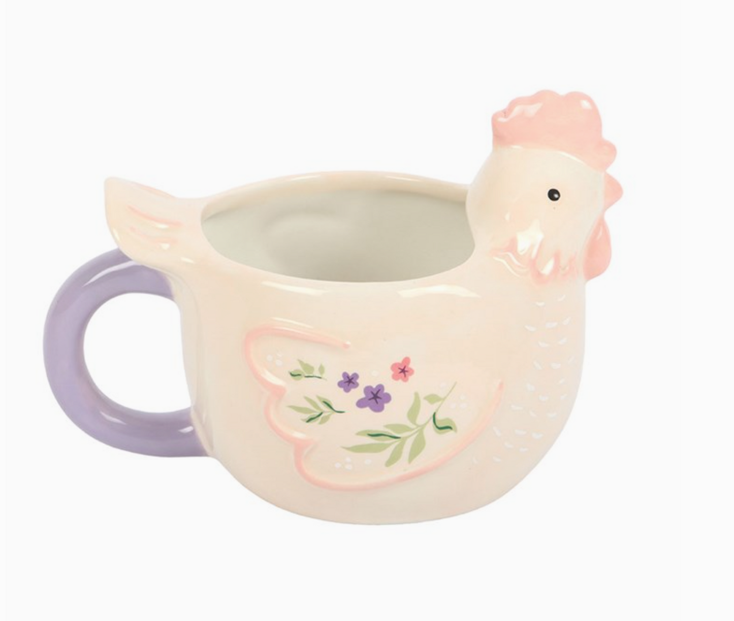 Floral Hen Chicken Shaped Mug