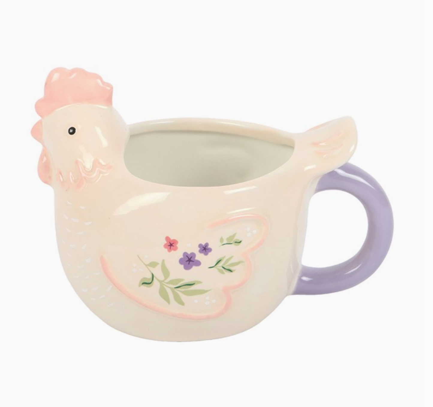 Floral Hen Chicken Shaped Mug